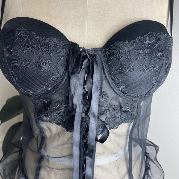 Seductive Wear by Cinema Etoile ,Black ,Tie Front Bustier Garter Corset M - Picture 2 of 7